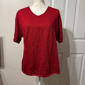 Sag Harbor Red Relaxed Short Sleeve Knit Sweater, size XL